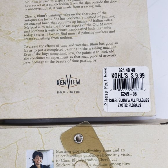 New View Cheri Blum Exotic Flowers Garden Wine Grapes Wall Plaque Decor Set of 4 - Picture 8 of 11